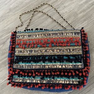 Beaded Shoulder Bag with Chain Strap